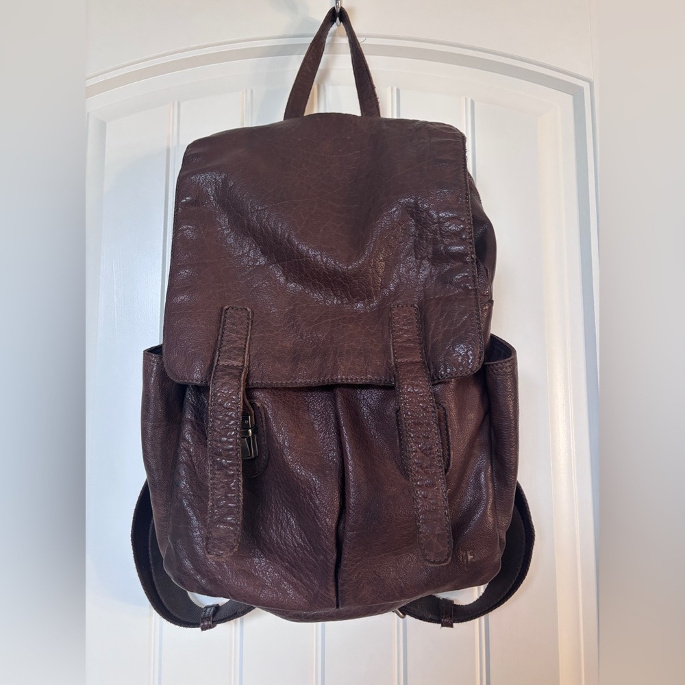 FRYE Brown Distressed Leather Backpack